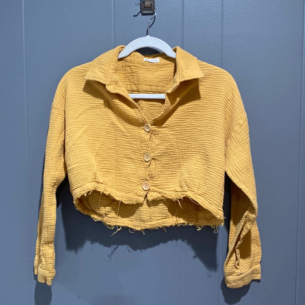 small distressed button up